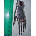 Stunning Vintage Hallmarked Silver Butler & Wilson Large Elegant Hand Brooch with 2 Purple Stone