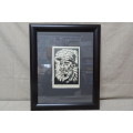 Gregoire Boonzaier 1909 - 2005  Old Man With Hat Linocut - Signed in Pencil