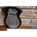 Stunning South Africain Navy Ships Plaque - Pretoria - Pewter and Glass mounted on Wood