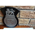 Stunning South Africain Navy Ships Plaque -Jan van Riebeek - Pewter and Glass mounted on Wood