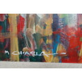 Mauro Chiarla (1949 - present) Oil on Board. Titled "Beautiful Sunny Day" Actual artwork 36,5x75 cm