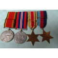 Collectible Set of Four World War 2 Medals Awarded to R.J. Jenkins (135179). One is Sterling Silver.