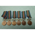 Six South African Police Service Reconciliation and Amalgamation Miniature Medals. BIDDING PER PIECE