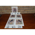 T.O. Honiball (1905 - 1990) Set of Five Handsigned Lithographs `Adoons-Hulle`. Includes 6 Postcards