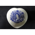 Lovely Vintage Queen Elizabeth Heart-Shaped Trinket Box Made by Weatherby England.