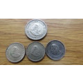 Three 1963 Silver Five Cent and One 1963 Silver Ten Cent Union of South Africa Coins 14.1g