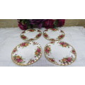Pretty Set of Four Royal Albert Bone China `Old Country Roses` Cake/Side Plates BIDDING PER ITEM