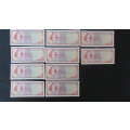 Ten RSA One Rand Notes. TW de Jongh.Serial Numbers in Sequence. Mint Condition. BIDDING PER NOTE.