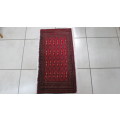 Beautiful Turkaman Geometric Pattern Red Rug 102 x 53 cm
