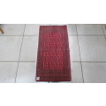 Beautiful Turkaman Geometric Pattern Red Rug 102 x 53 cm