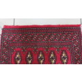 Stunning Turkaman Geometric Pattern Long Red Rug 138 x 59.5 cm