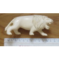 Beautiful Antique Ivory-Coloured Hand Carved Lion Figure L: 11,5 cm