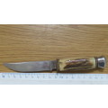 Fantastic Vintage FR. Plucker Jr. Solingen Rostfrei Hunting Knife Stag Handle L: 17,5 cm