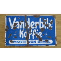 Fantastic Vintage `Vanderbilt Koffie` Enamel Sign 38 x 23 cm