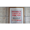 Vintage `Boswell`s 1938 Circus and Animal Arena` Framed Advertising Poster COURIER ONLY