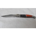 Stunning Vintage `Laguiole` Folding Knife With Two Tone Wood Handle L: 21,5 cm