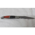 Stunning Vintage `Laguiole` Folding Knife With Two Tone Wood Handle L: 21,5 cm