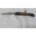 Fantastic Vintage `Laguiole` Folding Knife With Two Tone Wood Handle and Corkscrew L: 22 cm