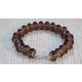 Gorgeous Baltic Amber/ Silver Faceted Pandora Style Chestnut Colour Troll Beads Bracelet L: 22,5 cm
