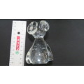 Lovely Vintage Clear Glass Owl Paperweight Control Bubbles Large Eyes H: 11 cm