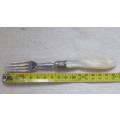 Hallmarked Henry Adcock Birmingham 1856-57 Silver Fork With Pearlised Handle 36 g