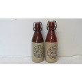 Two Vintage W. Daly Durban Stoneware Ginger Beer Bottles With Stoppers L: 23 cm