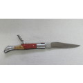 Superb Vintage `Laguiole` 440 Folding Knife With Corkscrew and Two Tone Wood Handle L: 22 cm