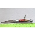 Wonderful Vintage `Laguiole` 440 Folding Knife With Corkscew Two Tone Wood Handle L: 22 cm