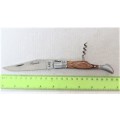 Awesome Vintage `Laguiole 440` Folding Knife With Corkscrew and Wood Handle L: 22 cm