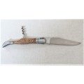 Awesome Vintage `Laguiole 440` Folding Knife With Corkscrew and Wood Handle L: 22 cm
