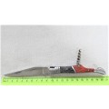 Awesome Vintage `Laguiole` Folding Knife With Corkscrew Two Tone Wood Handle L: 20,5 cm