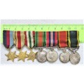Set of Seven British WW II Miniature Medals on Ribbon Bar (Unnamed) Details in Description