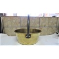 Stunning Vintage Cape Dutch Brass Jam Pot Copper Rivets Cast Iron Handle 320 x 310 mm