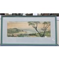 Gorgeous Vintage Framed Watercolour Landscape/Seascape Signed FA McKenzie 1974 70,5 x 38 cm