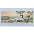 Gorgeous Vintage Framed Watercolour Landscape/Seascape Signed FA McKenzie 1974 70,5 x 38 cm
