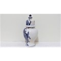 Beautiful Antique Chinese Qinghua Chinoiserie Jar With Stag And Floral Decoration H: 27 cm