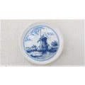 Four Lovely Vintage Blue And White Ceramic Coasters D: 87 mm