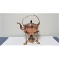 Unbranded Antique Copper & Brass Spirit Kettle On Stand With Burner 27,5 x 15 cm SOLD AS IS