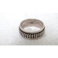 Vintage Sterling Silver (925) 9 mm Men`s Spinner/Fidget Ring Stampwork Decoration Size U (9.6 g)