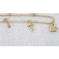 Gorgeous Vintage Sterling Silver 925 & 9ct Gold Bonded Dainty Charm Bracelet Five Charms (2.4 g)
