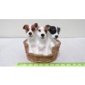 Vintage 1940`s Royal Doulton `Terrier Puppies In Basket` Porcelain Figurine HN 2588 80 x 75 mm