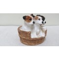 Vintage 1940`s Royal Doulton `Terrier Puppies In Basket` Porcelain Figurine HN 2588 80 x 75 mm