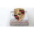 Superb Boxed Vintage Porsche Hood Metal/Enamel Decal Badge Made By Deumer, Germany 69 x 50 mm