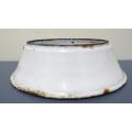 Antique White Enamel Spit Bowl (Spittoon) With Blue Trim 230 x 75 mm SOLD AS IS