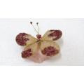 Vintage Gem Encrusted Flower/Dragonfly/Butterfly On Rose Quartz & Lepidolite Crystals SOLD AS IS