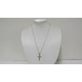Vintage Sterling Silver 925 & 1/10 375 (9ct) Gold Bonded Chain With Cross Pendant L: 285 mm (3.2 g)
