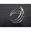 Vintage Sterling Silver Cuff Bracelet With Turqouise Stone With Leaf Motives (26 gram)