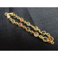 Beautiful Vintage Chakra Bracelet Mixed Round Glass Stones, Gold Tone Wire In Excellent Condition