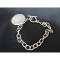 Stunning Silver Personalized Bracelet With Disc Charm (14.8 Gram) Clearly Marked 925