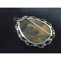 Gorgeous Silver And Tiger`s Eye Brooch or Pendant Combination (20.9 Grams)